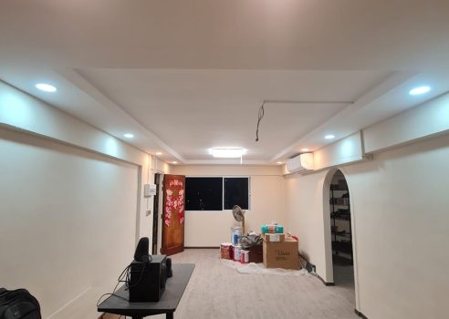 Finished Ceiling Partition Setup – Jurong Office Space Completed ceiling and partition renovation in commercial space – Interior Works Singapore